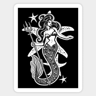 Retro Pin-Up Black And White Mermaid Sticker